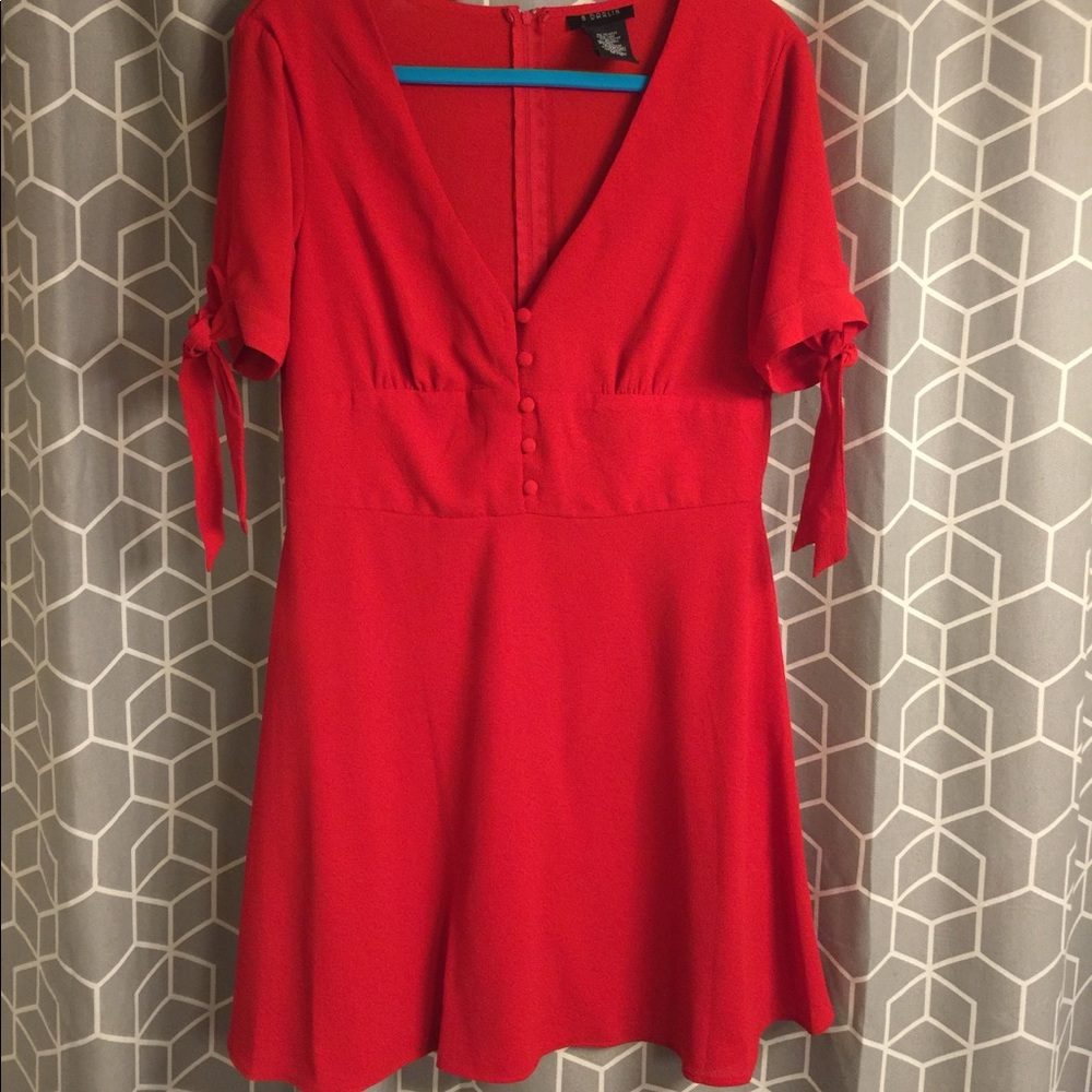 Retro style Red button front mini skater dress